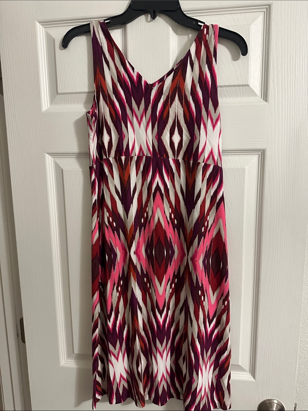 Women's Pink & Burgundy Printed V-Neck Sundress Athleta